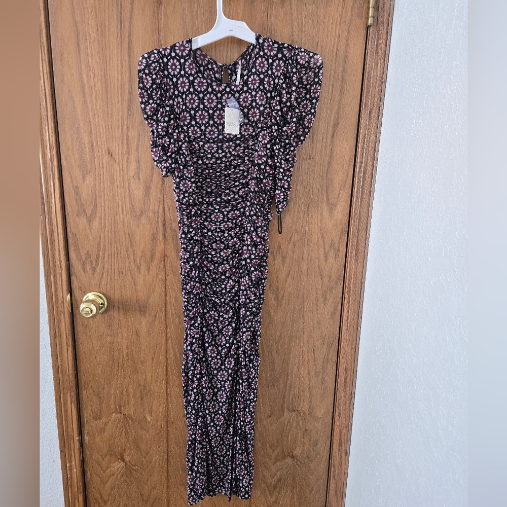 Free People Black and Pink Floral Dress